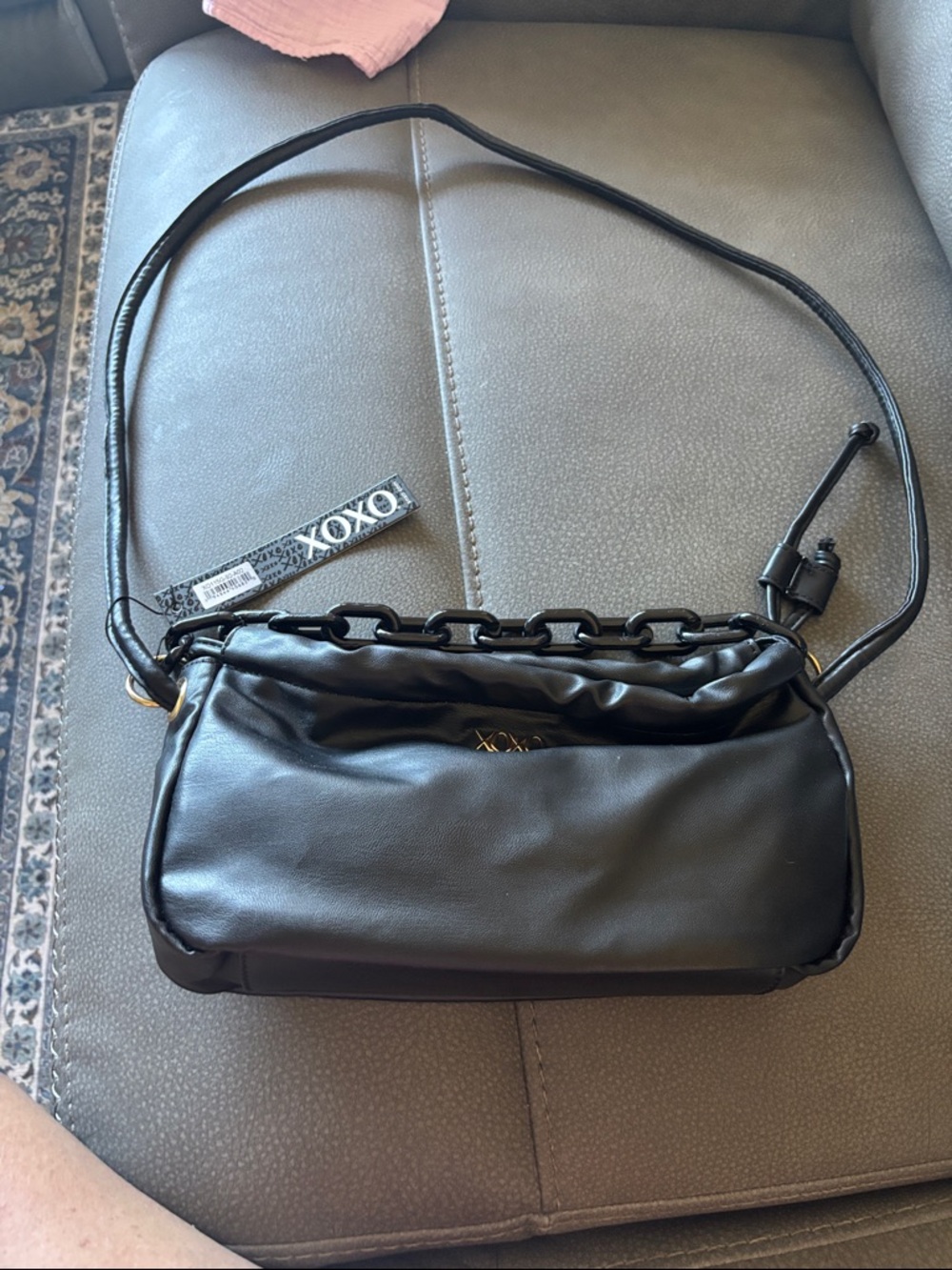 XOXO Black Chain-Trim purse